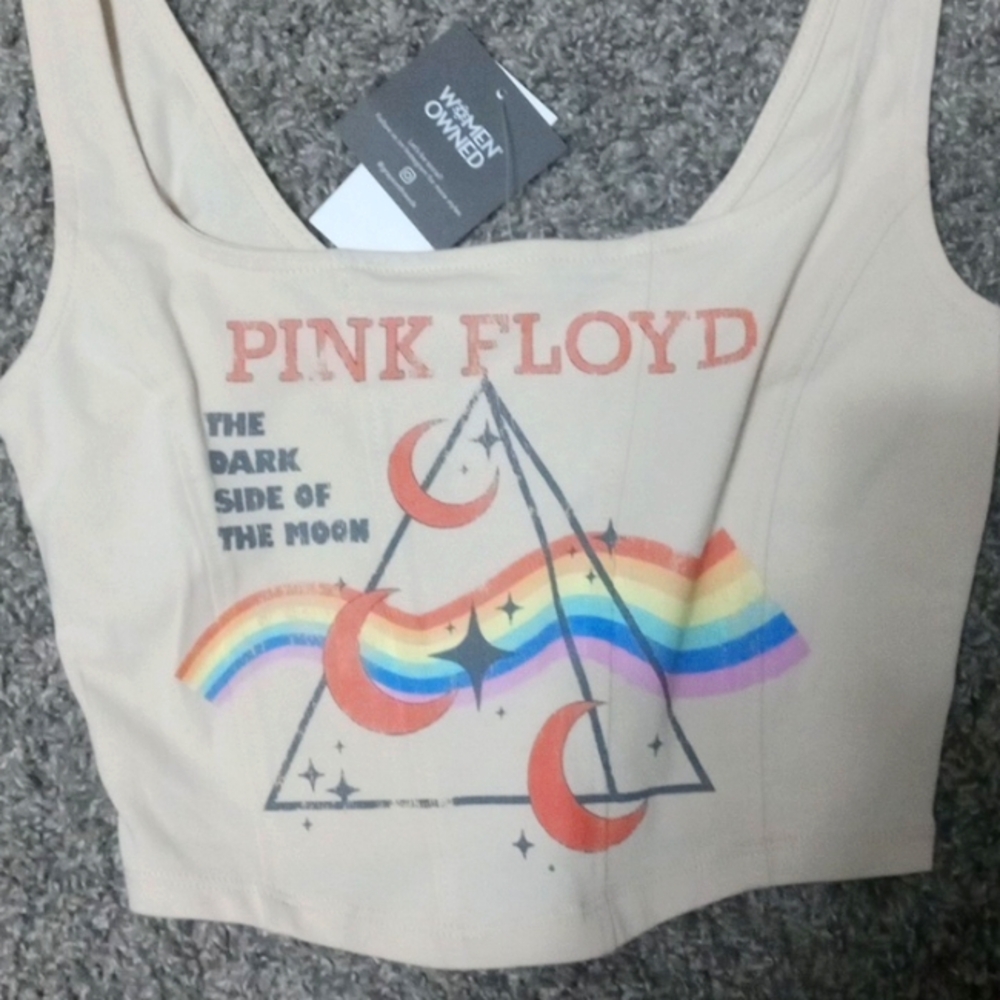 Ladies pink Floyd crop top